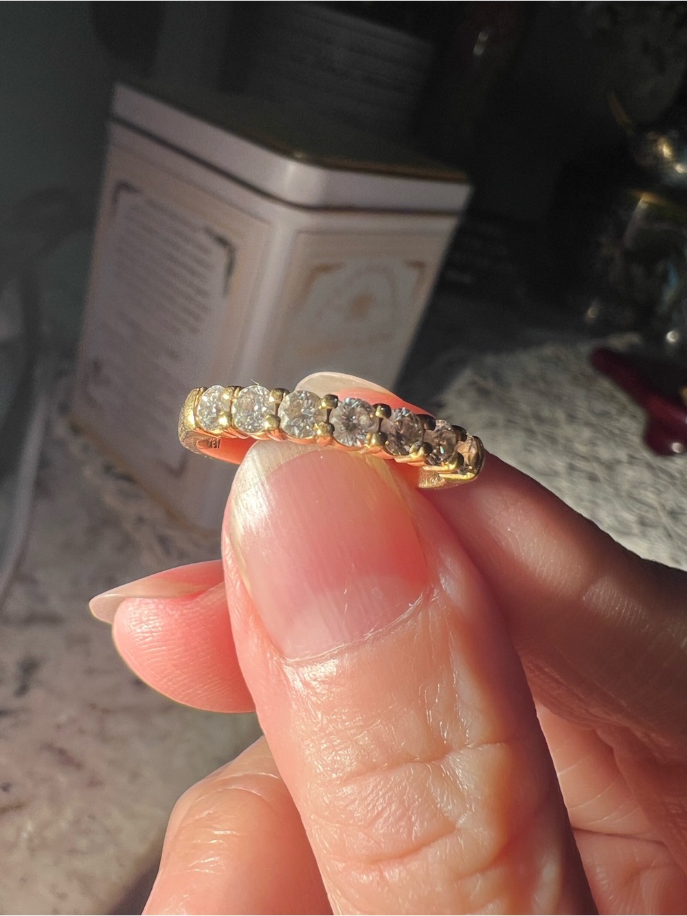 18K Gold Diamond Engagement Wedding Anniversary Ring - Gold